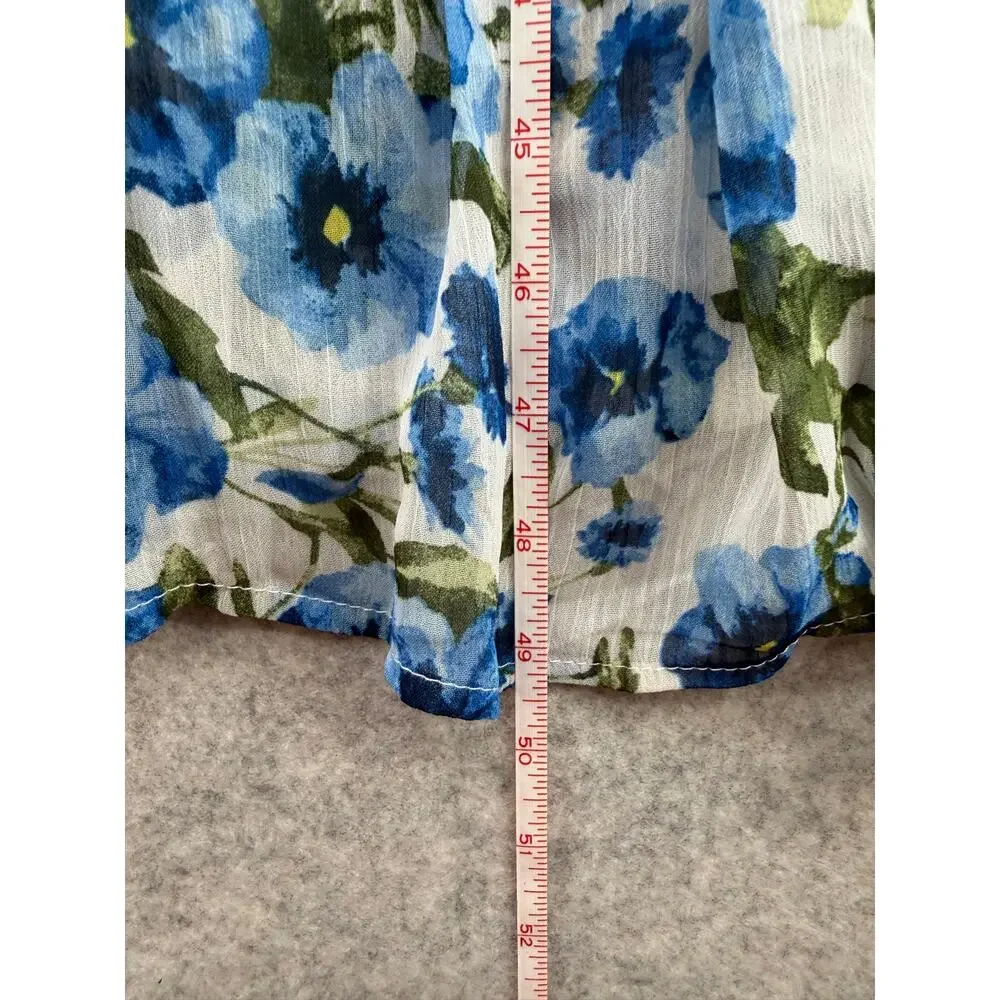 NWT Moon River Blue Floral Smocked Maxi Dress Size X-Small